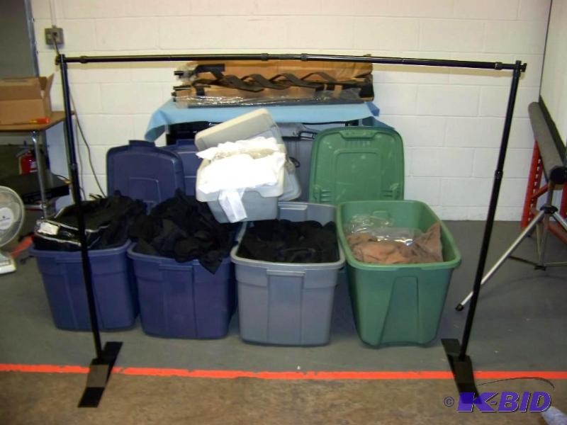 lot 130 image: LARGE lot of DrapingCurtainsBackdrops and Telescoping Frames