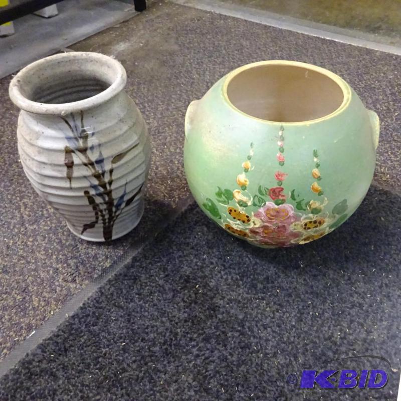 lot 127 image: 2 decorative pottery vases...