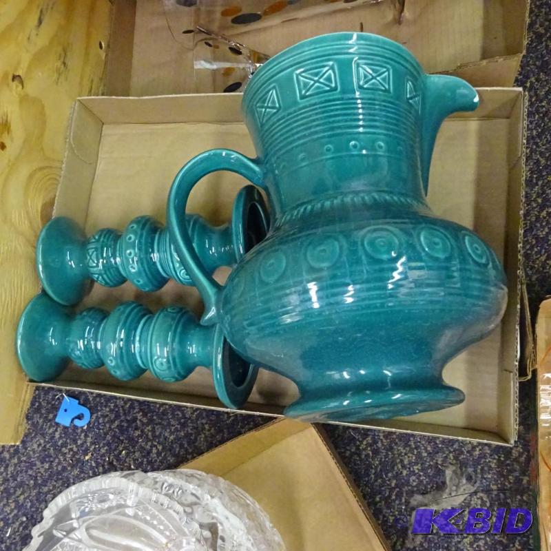 lot 168 image: Vase and 2 candle holders...