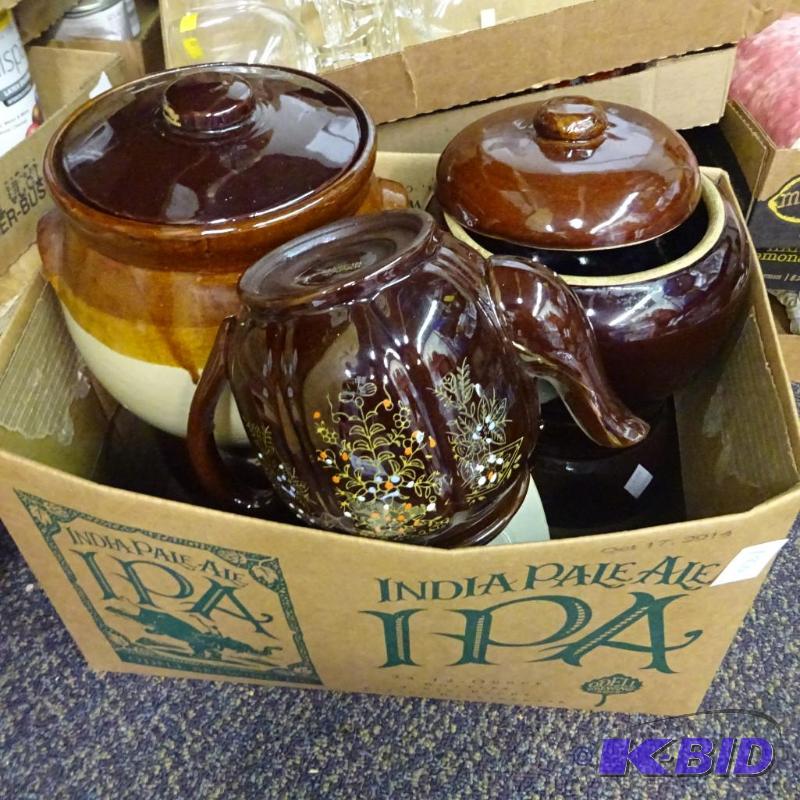 lot 180 image: Misc pottery canisters  jars...
