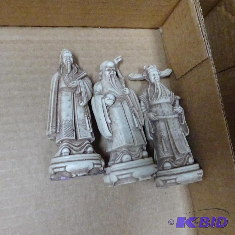lot 203 image: 3 carved statues...