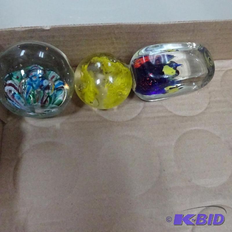 lot 214 image: 3 paper weights...
