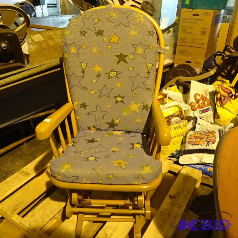 lot 45 image: Wood framed glider rocker...