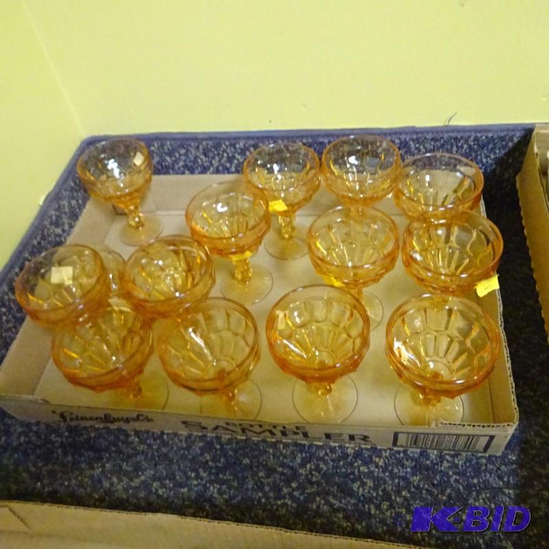 lot 50 image: 14 colored glass custard dishes...