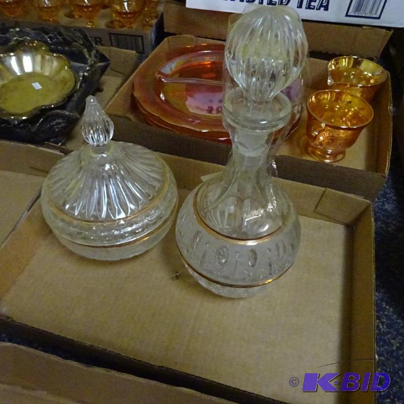 lot 57 image: 24% lead crystal decanter and candy dish. The...
