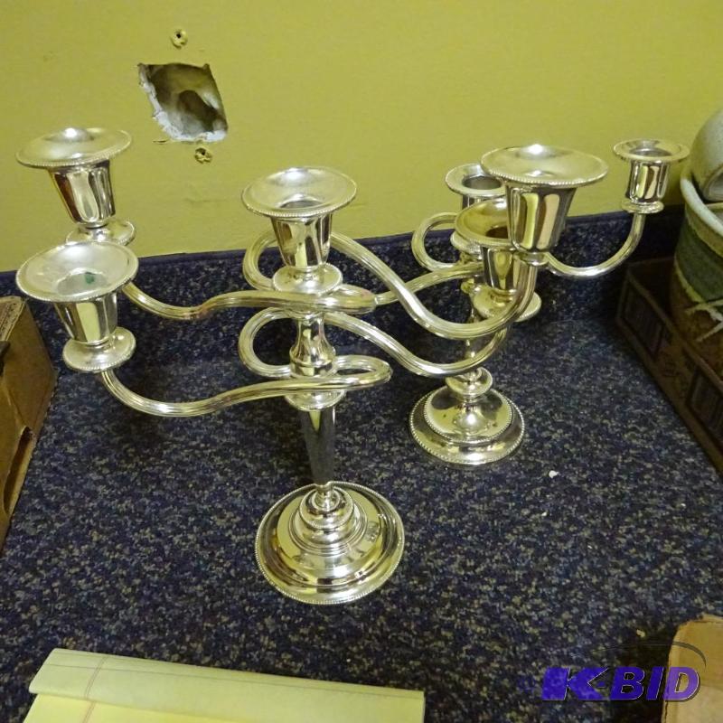 lot 68 image: 2 silver plate candle holders...