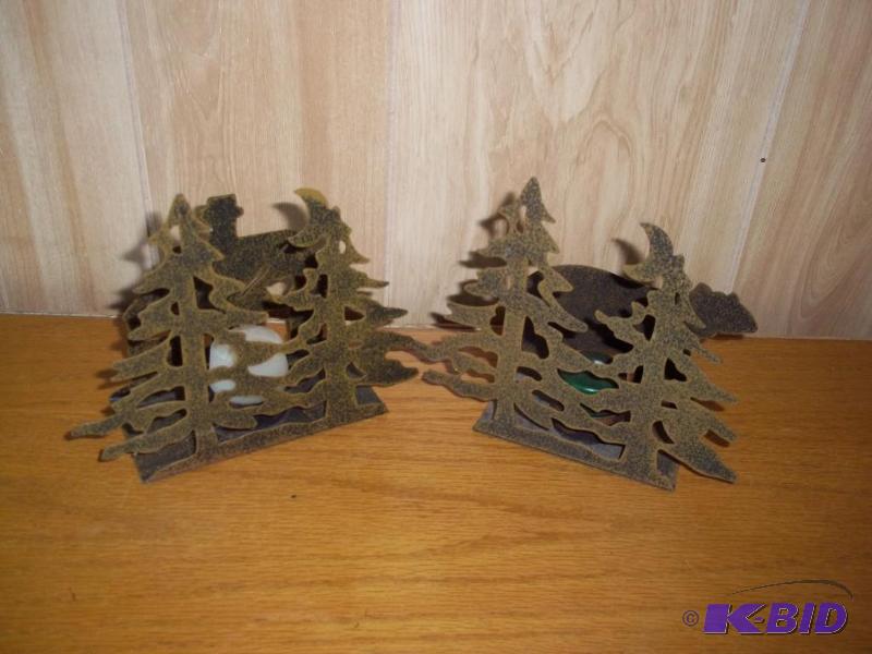 bear log cabin candle holders (double sided)