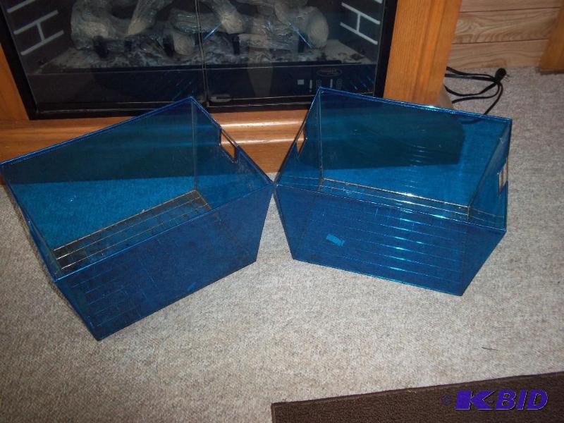 2 blue see through decor totes