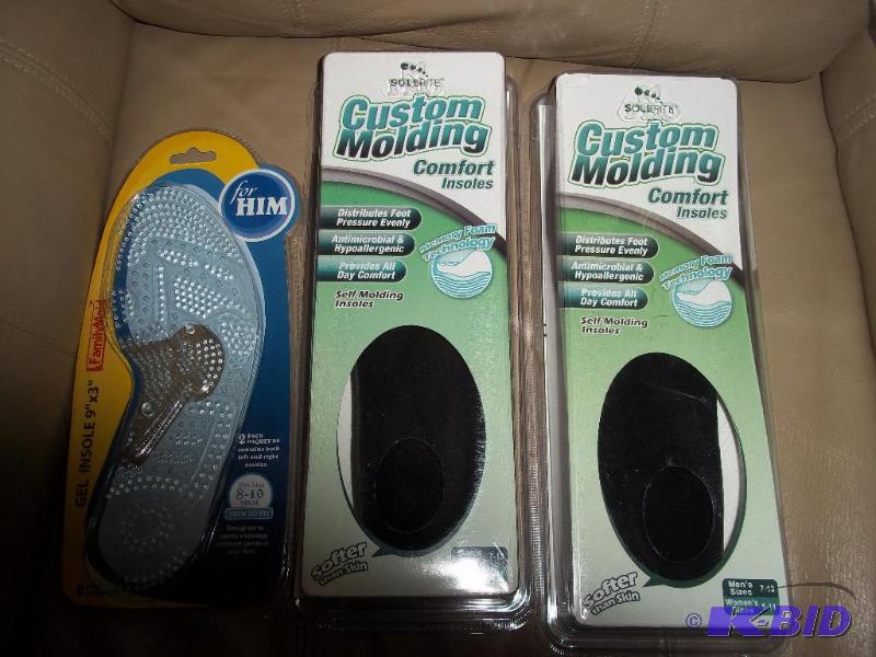 3 shoe sole insoles for him new in package, size 7-13 adjustable