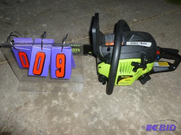 lot 9 image: Poulan 16" chainsaw. 38 cc. Lightly used...