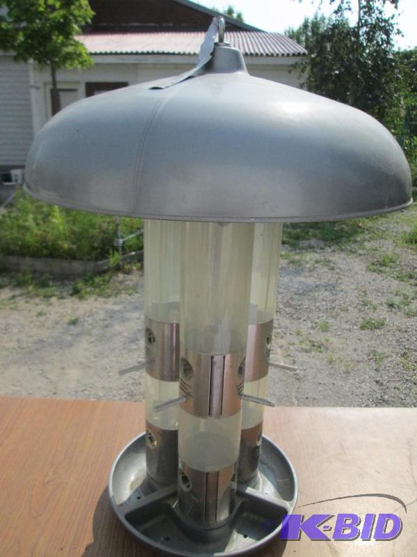 lot 13 image: 3 column bird feeder, 18 inches tall, with sq...
