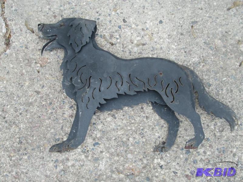 lot 136 image: Metal dog, has places on paw to stake down, 1...