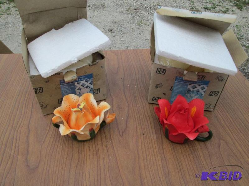 lot 161 image: 2 Flower shaped candle holders...