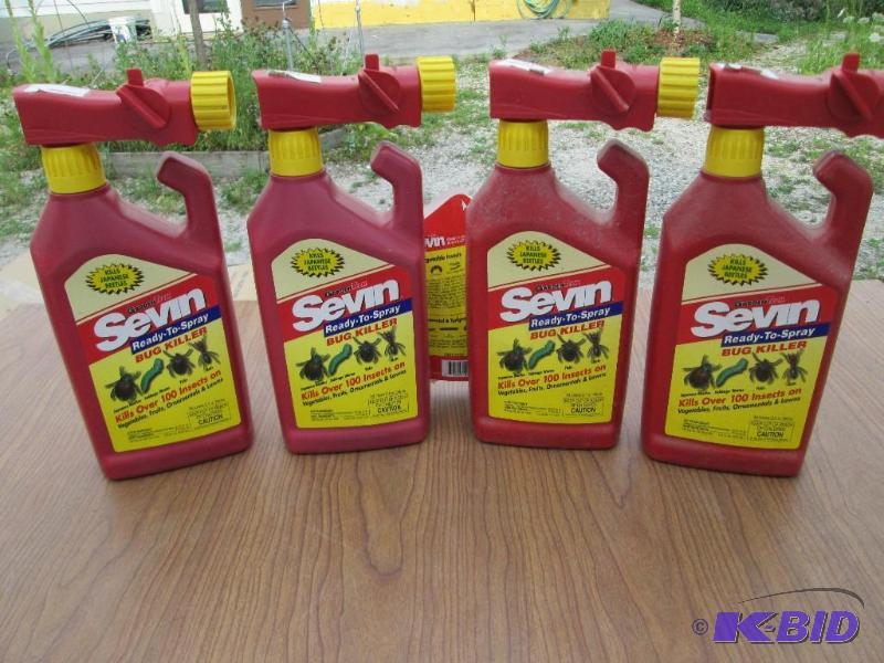 lot 173 image: Lot of 4 bottles, Sevin ready to spray bug ki...