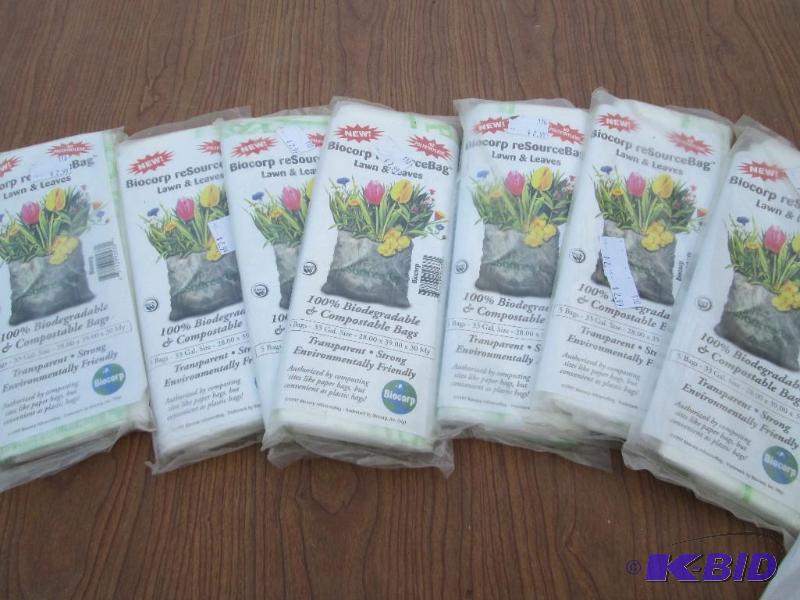 lot 190 image: Lot of 8 packs, 5 bags each biocorp yard wast...