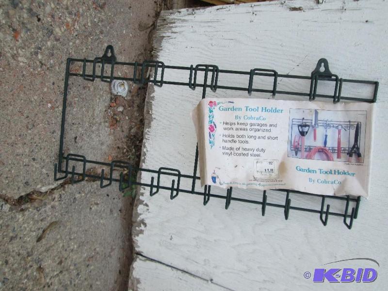 lot 198 image: Metal garden tool holder, rubber coated finis...