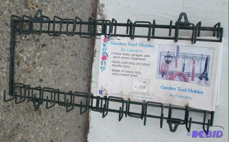 lot 199 image: Metal garden tool holder, rubber coated finis...