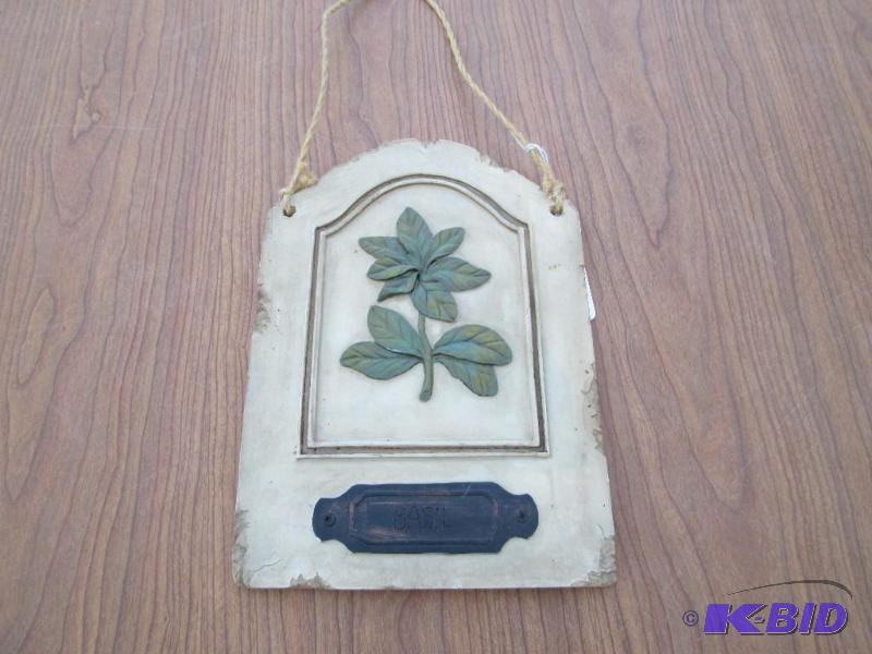 lot 224 image: Basil wall hanging, measures 7 x 10 inches...