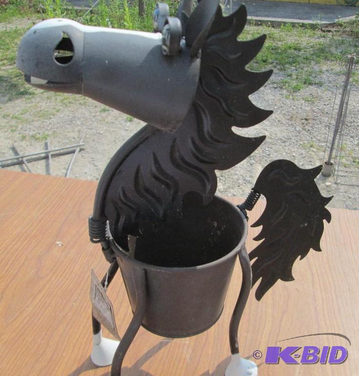 lot 24 image: Bobble head horse planter, all metal, for a s...