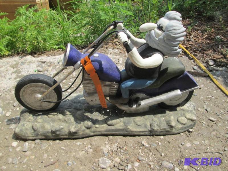 lot 73 image: Motorcycle rider yard ornament, 20 inches wid...