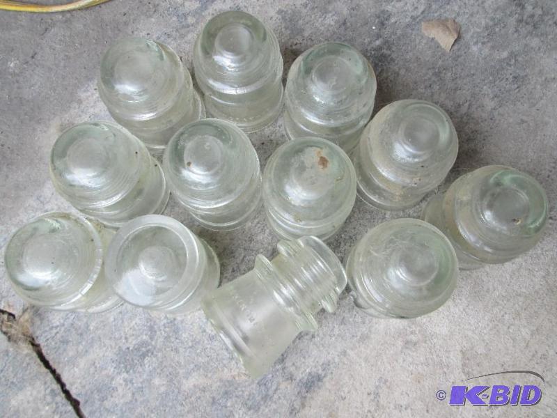 lot 75 image: Lot of 12 glass electric fence insulators...