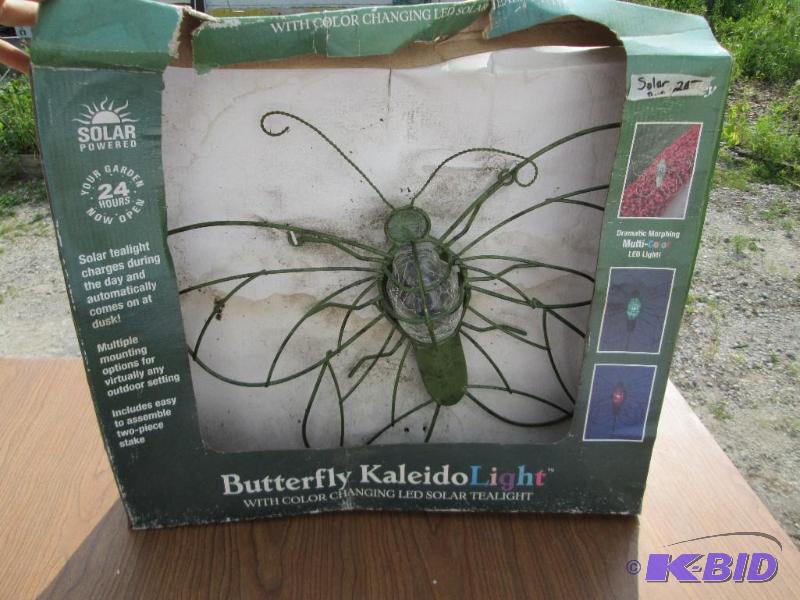 lot 8 image: Solar powered butterfly kaleido light, with c...