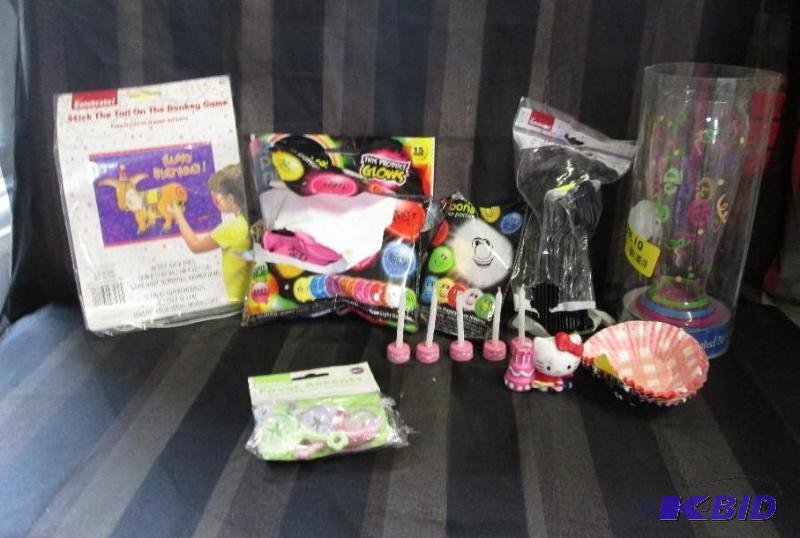 mixed lot of celebrate glass, candles, balloo...