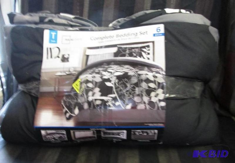 6 piece twin size complete bedding set- black...