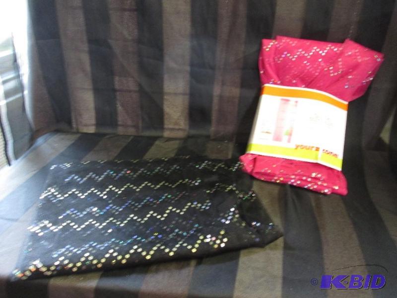 sparkly glitz curtains 1-pink, 1 black panel...