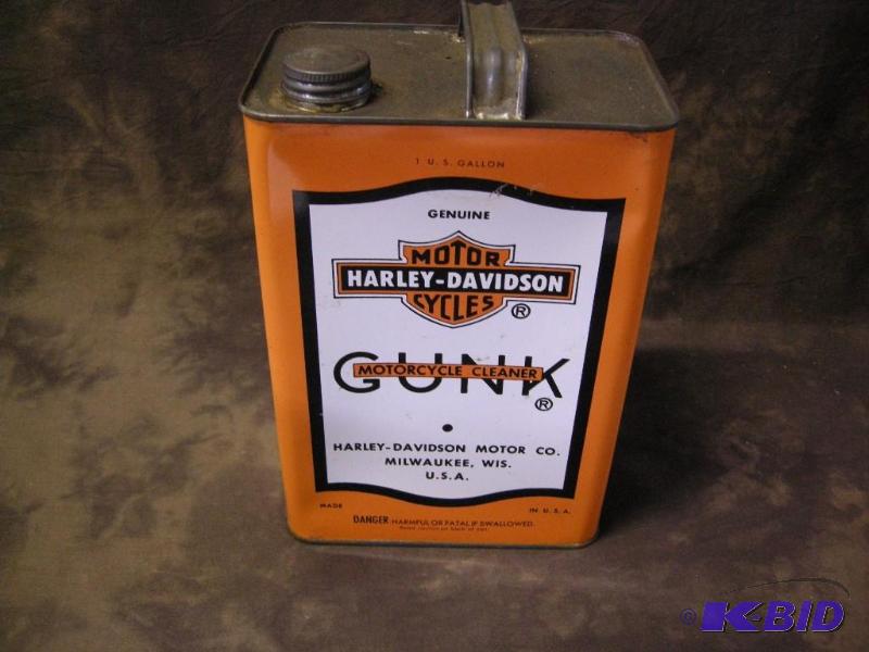 lot 10 image: Vintage Harley Davidson Gunk 1 gallon can