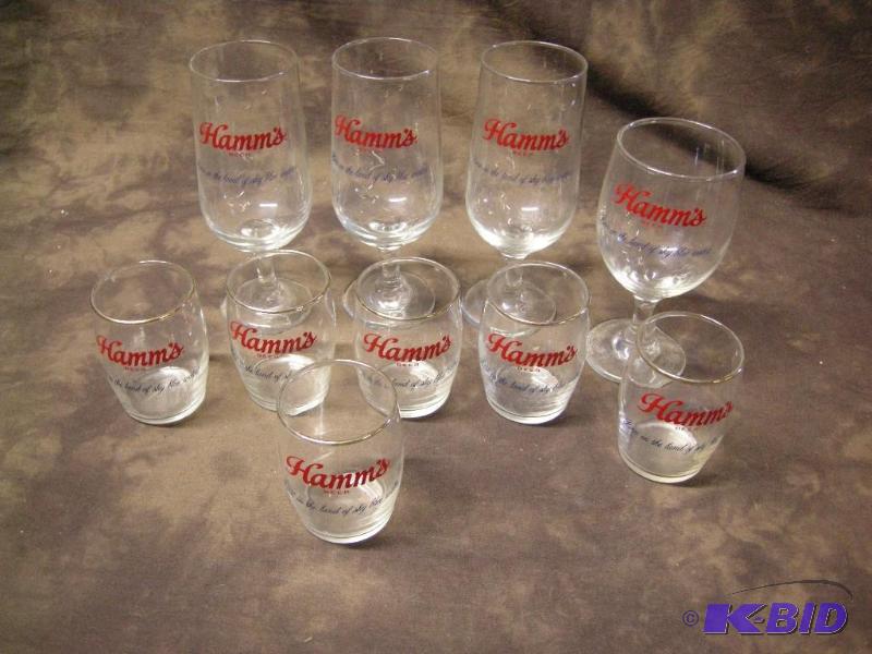 lot 191 image: 10 Hamms beer glasses