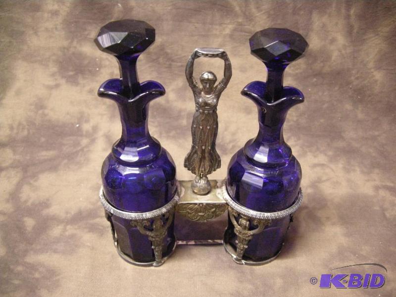 lot 214 image: Victorian Cobalt Blue French () cruet set