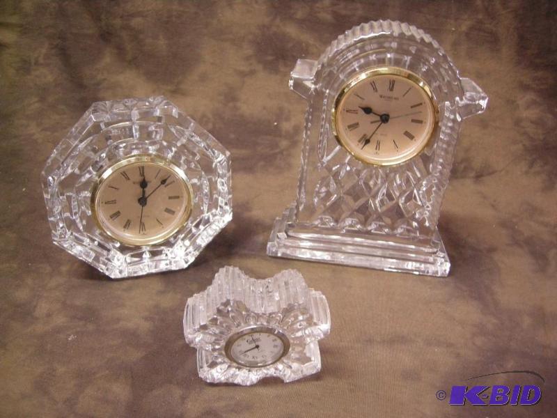 lot 223 image: 2 Waterford crystal clocks and Galway clock