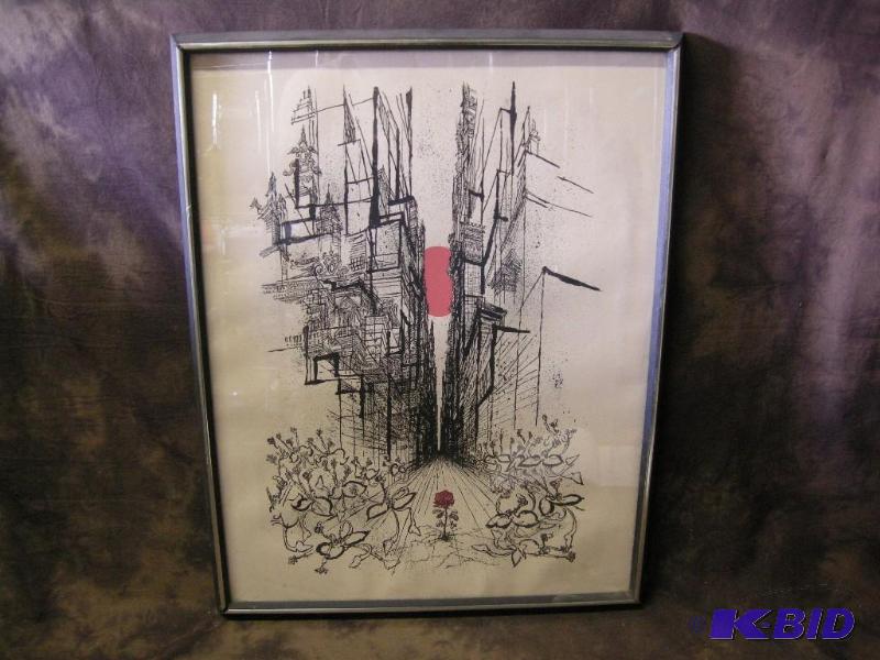lot 234 image: Vintage Flower Power original lithograph by Ronald Searle