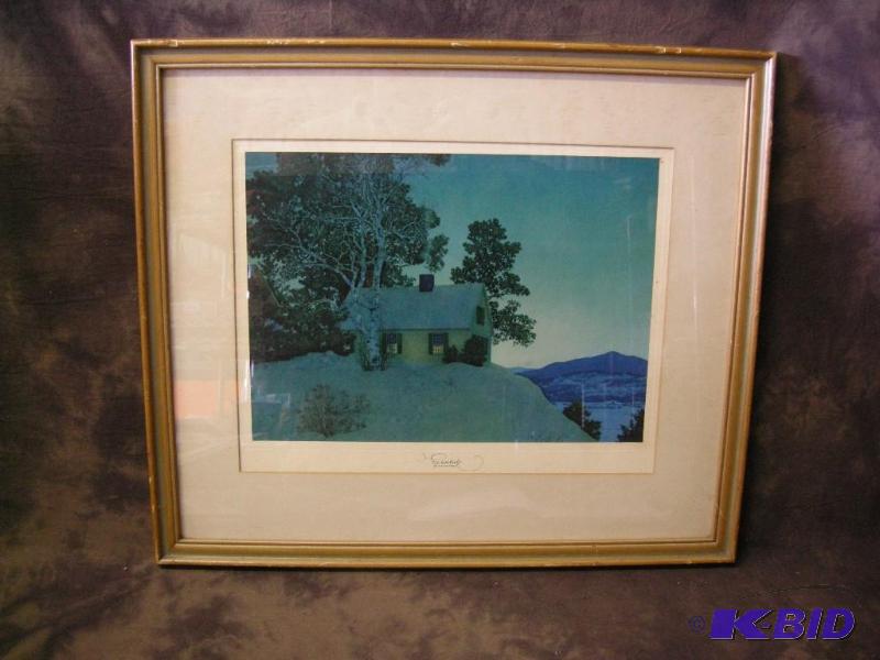 lot 235 image: Maxfield Parrish Eventide framedmatted print