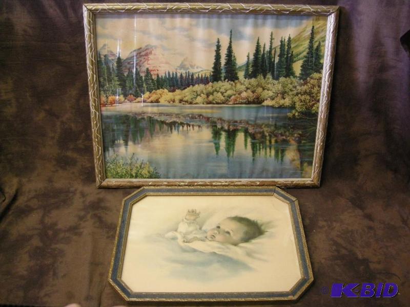 lot 254 image: 2 framed prints Awakening Gutmann and Nature scene