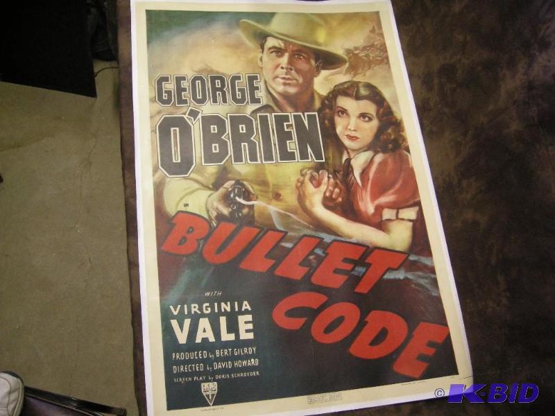 lot 287 image: Vintage Bullet Code movie poster, 1940