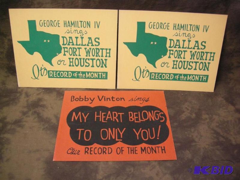 lot 289 image: 3 music lobby cards, Bobby Vinton and George Hamilton IV