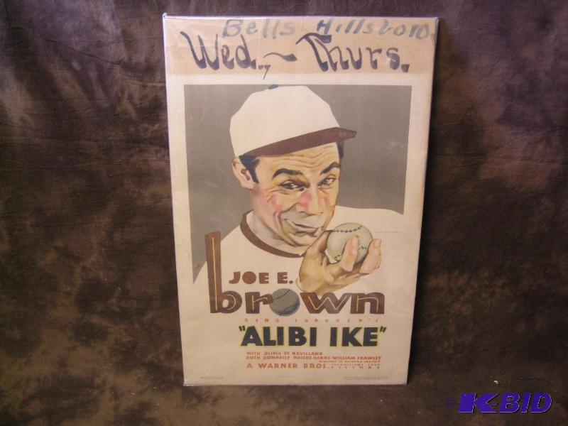 lot 292 image: Vintage Alibi Ike theater poster 1934