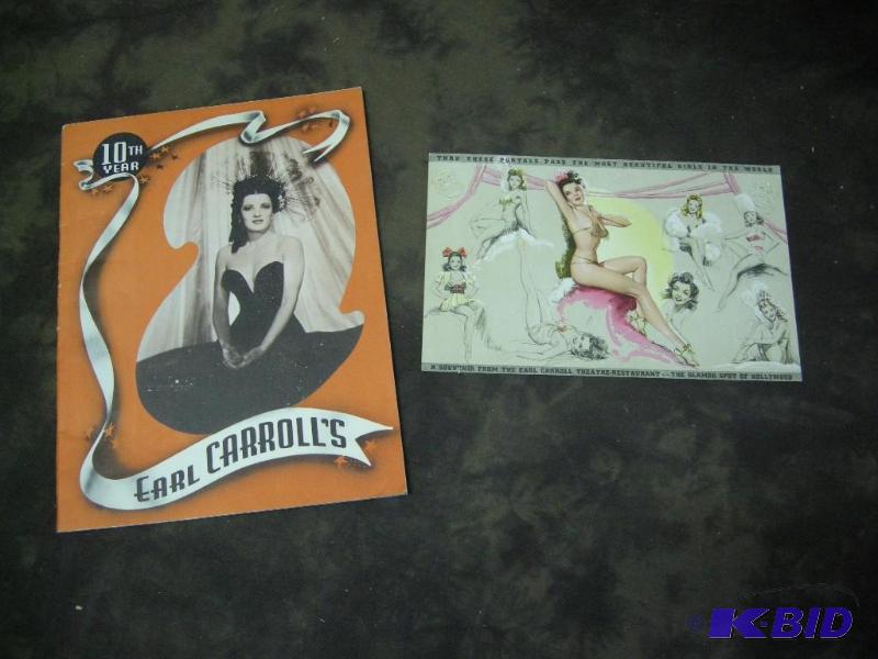 lot 297 image: Vintage Earl Carrolls 10th year theater program and large post card