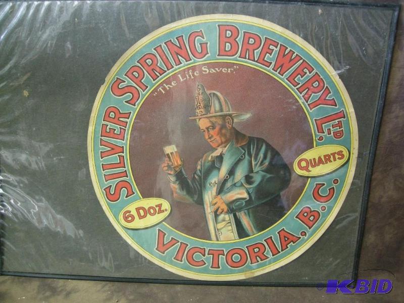 lot 303 image: Antique Silver Spring Brewery The Life Saver round paper advertiser sign