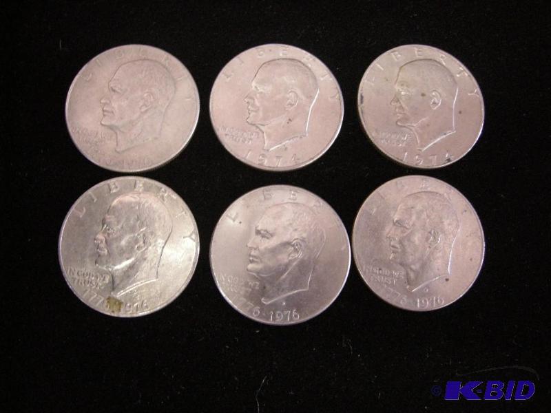 lot 341 image: 6 Eisenhower dollar coins