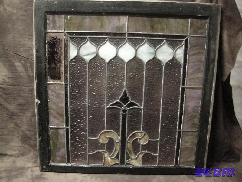 lot 36 image: Antique stained glass window