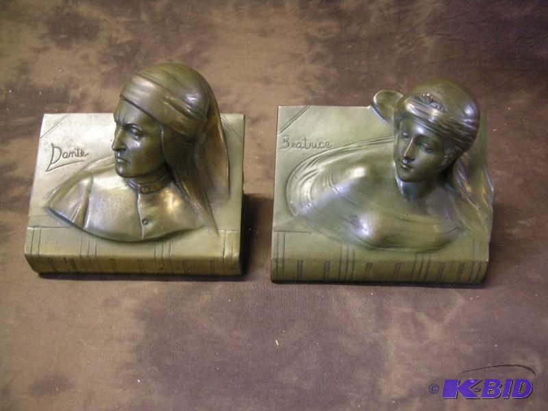 lot 363 image: Dante & Beatrice bronze finish 1930s bookends