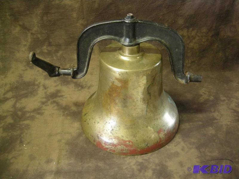 lot 387 image: Cast brass bell with yoke and striker ball