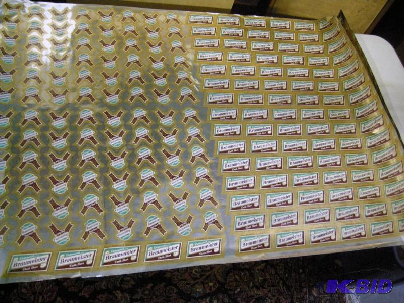 lot 397 image: 2 uncut sheets of Braumeister Dortmunder style dark beer - beer bottle labels