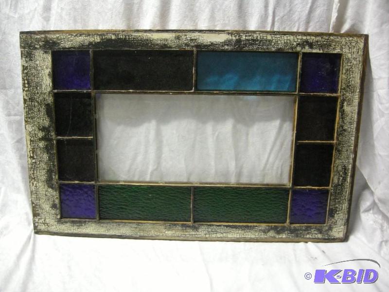 lot 40 image: Antique stained glass window