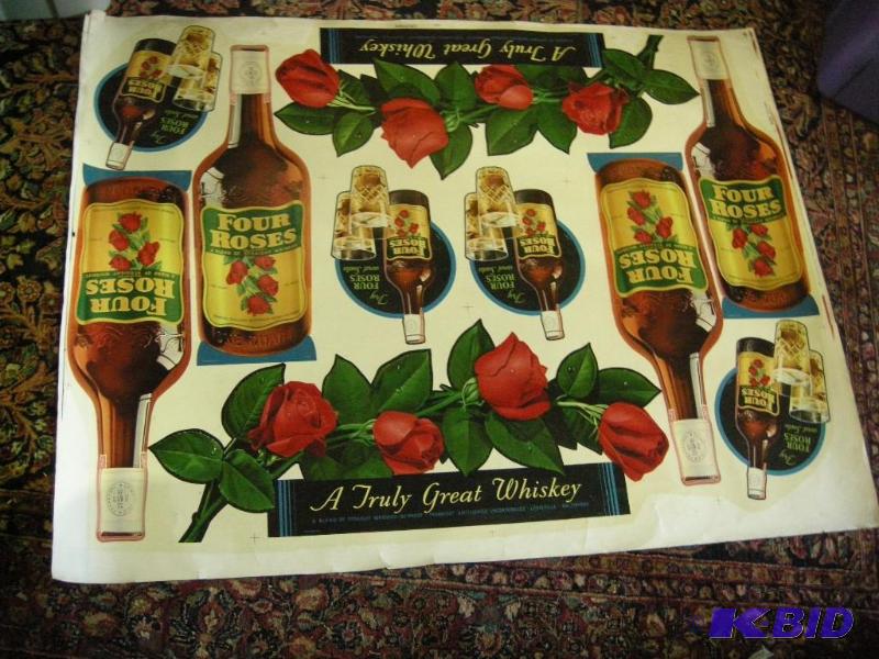 lot 465 image: Vintage Four Roses Whiskey A Truly Great Whiskey uncut sheet