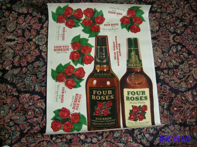 lot 469 image: Vintage Four Roses BourbonWhiskey uncut advertiser sheet