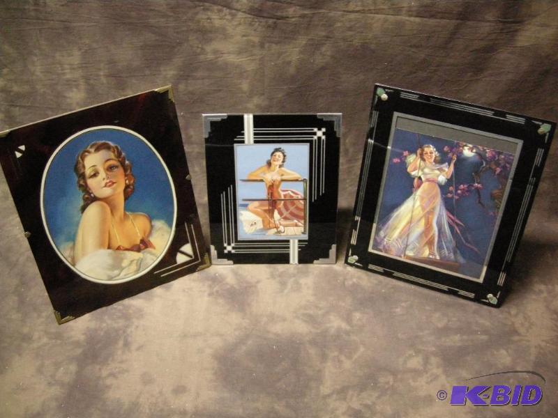 lot 507 image: 3 Art Deco 1920s - 1930s reverse painted pictures frames